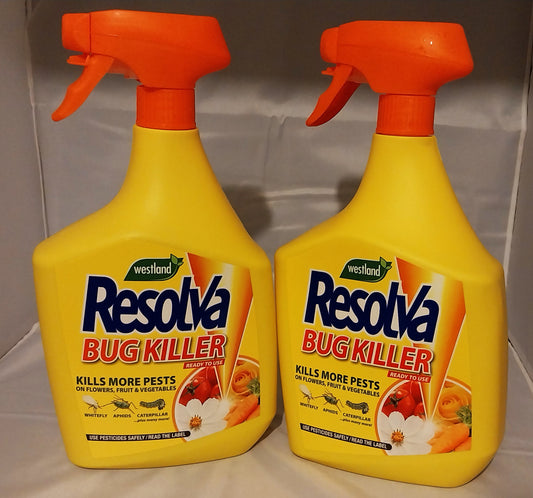 2 x Resolva Bug Killer Garden Pests FAST ACTING Formula 2x1 Litre Ready to Use